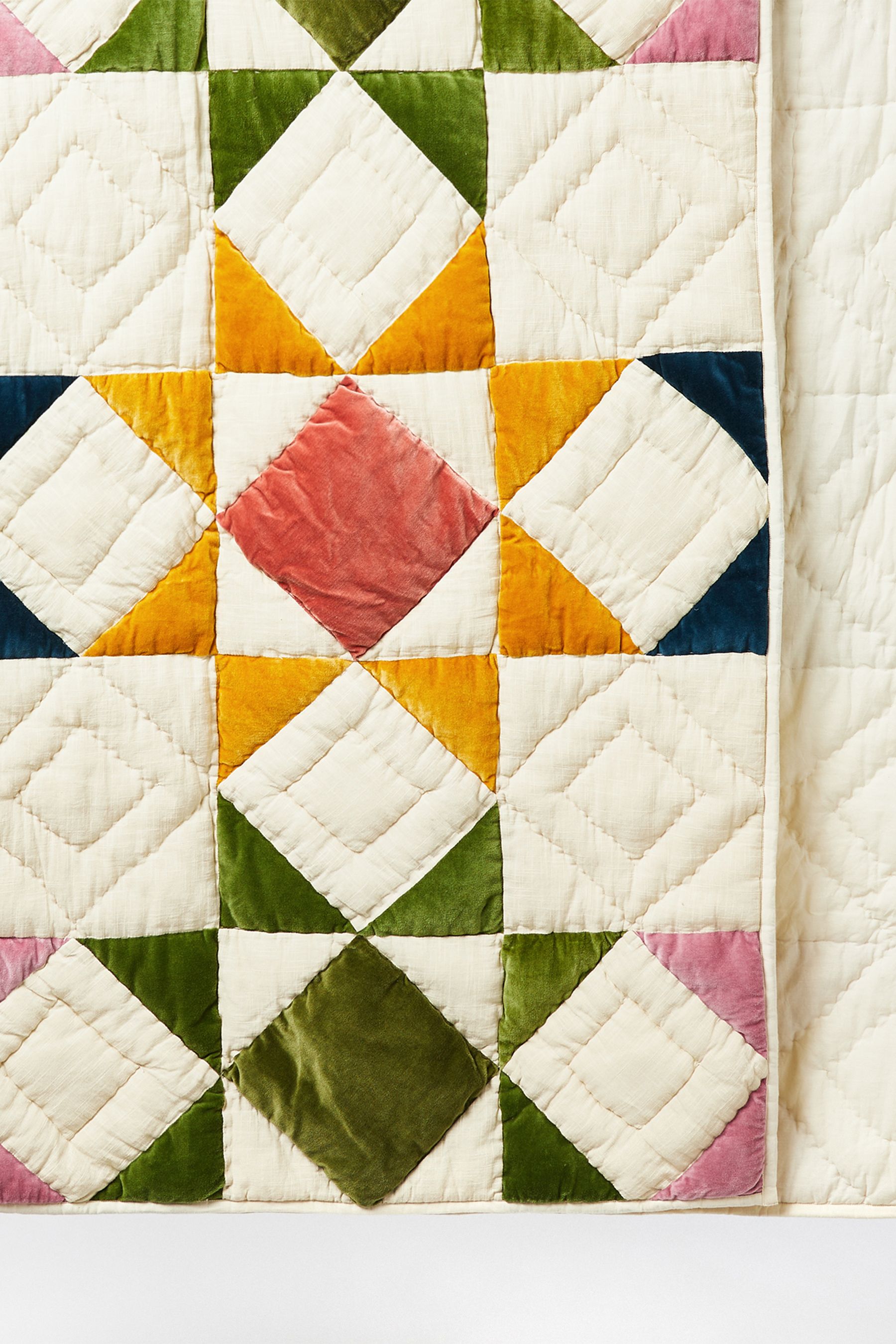 Buy Oliver Bonas Multi Patchwork 100 Cotton Velvet Bedspread from the