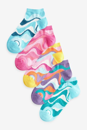 Rainbow Swirl Trainers Socks 5 Pack