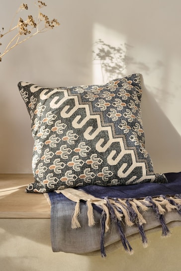 French Connection Blue Poppyfield Cushion