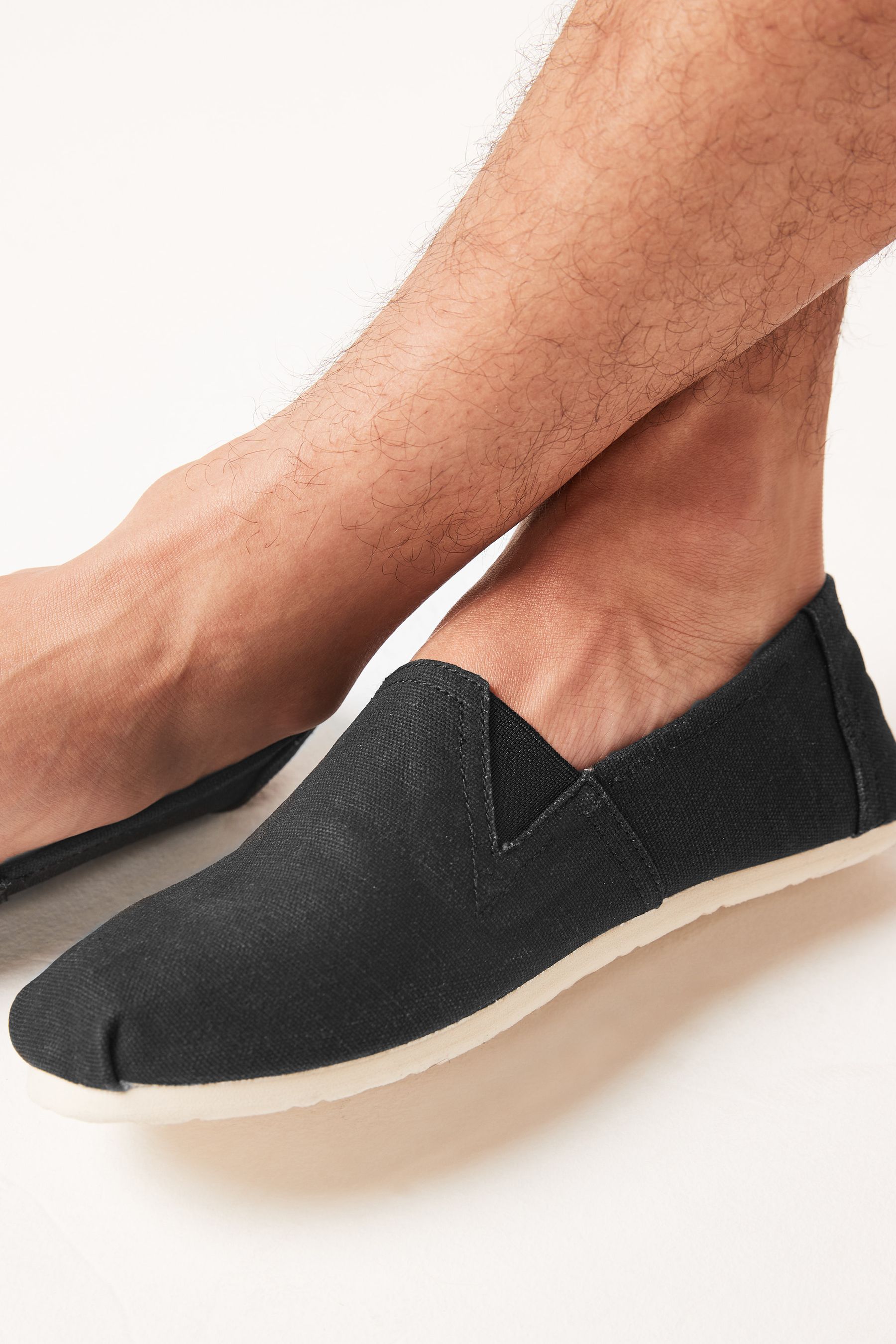 Black Canvas Slip On Shoes