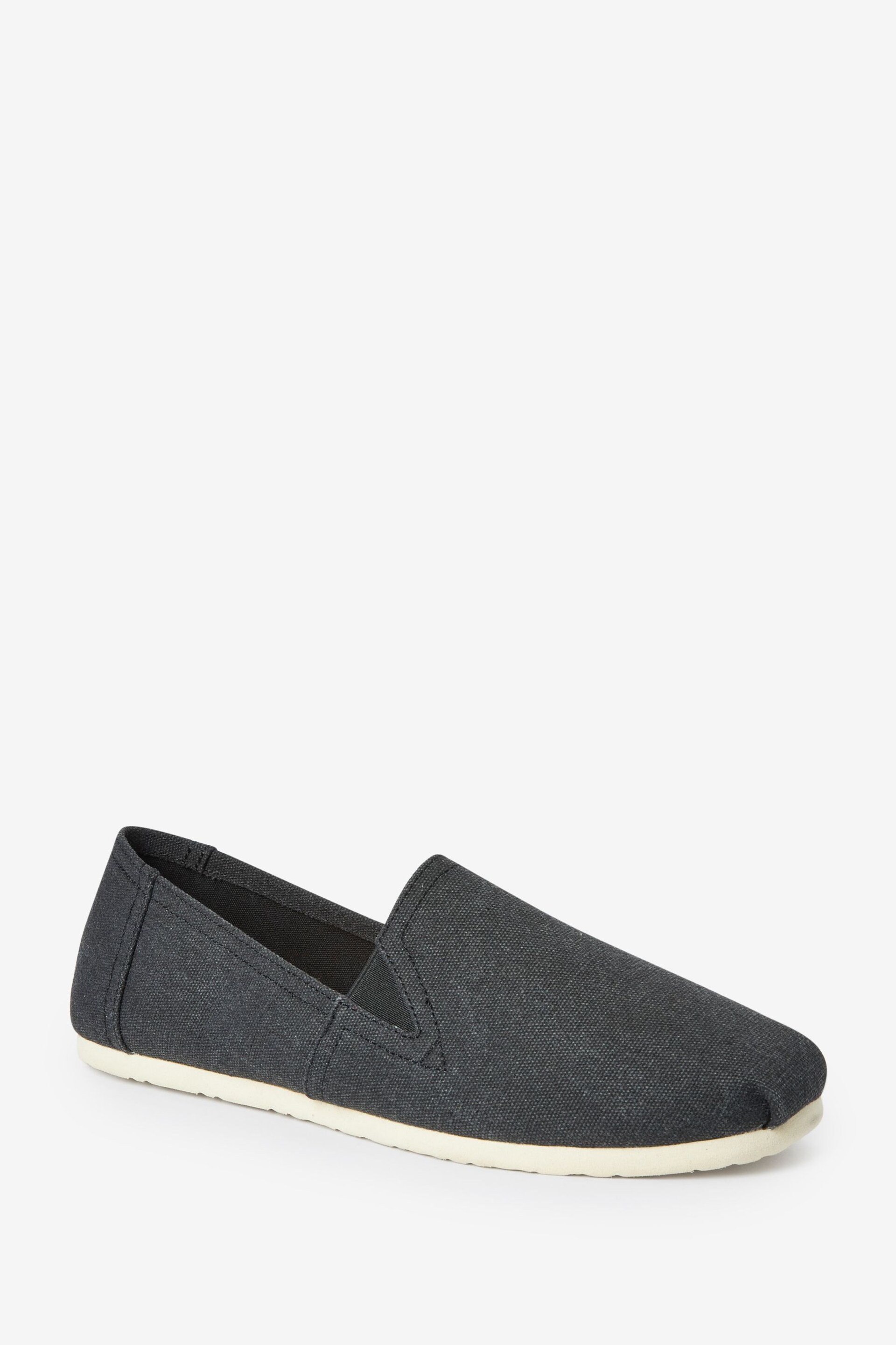 Black Canvas Slip-On Shoes - Image 4 of 7