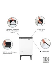 Brabantia White Bo  Hi 7L Waste Bin - Image 6 of 6