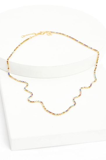 Accessorize Gold Plated 14ct Rainbow Tennis Necklace