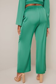 Chi Chi London Green Satin Wide Leg Elasticated Waist Trousers - Image 10 of 10