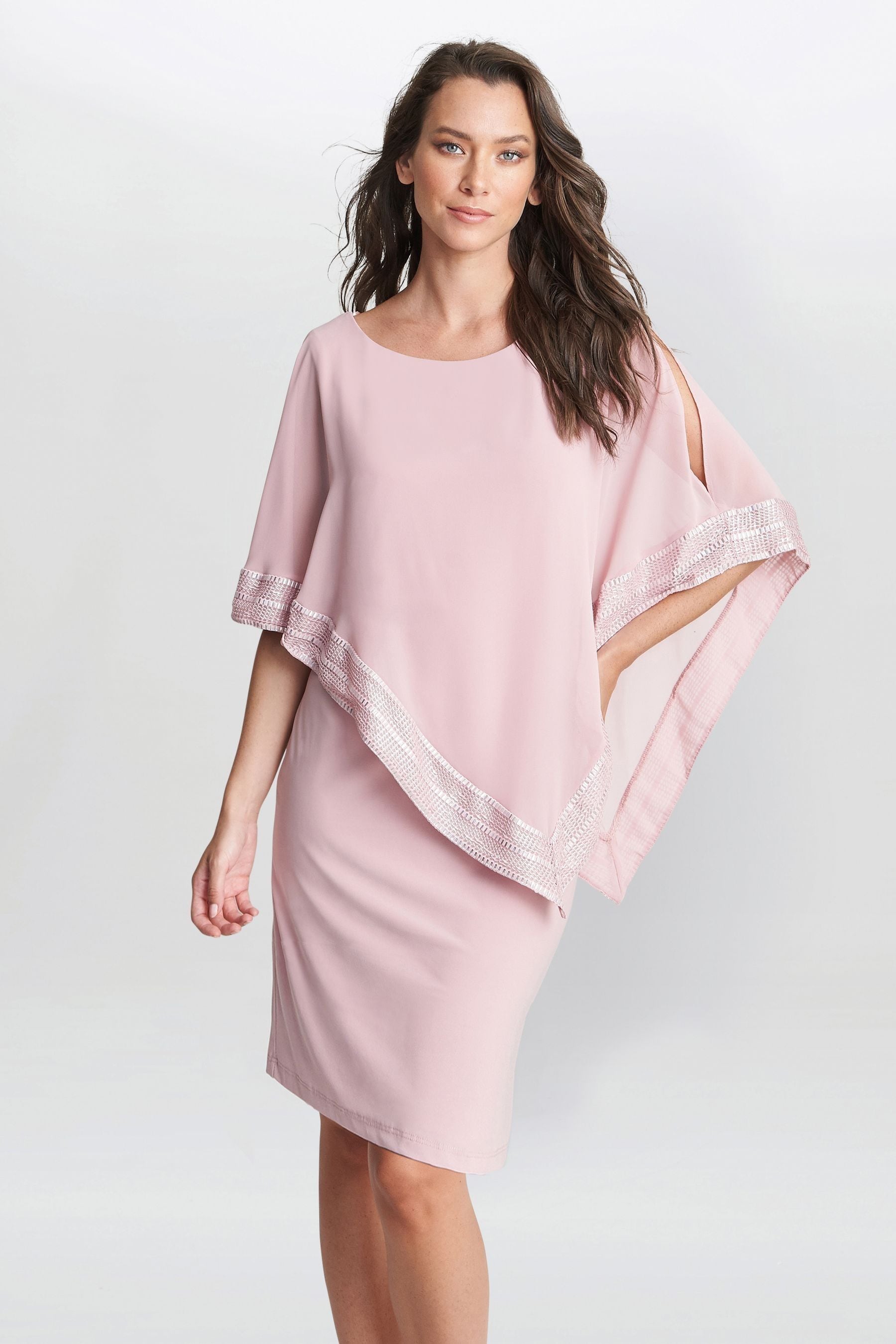Buy Gina Bacconi Pink Lucy Metallic Trim Asymmetric Dress from Next Luxembourg