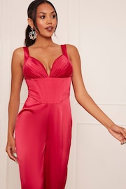 Chi Chi London Red Corset Style Jumpsuit - Image 3 of 3