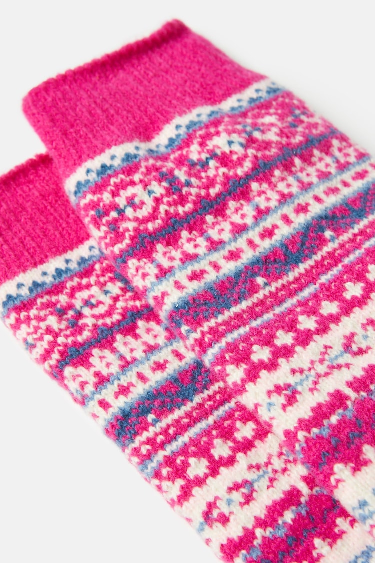 Joules Kids' Wader Pink Fair Isle Welly Socks - Image 2 of 2