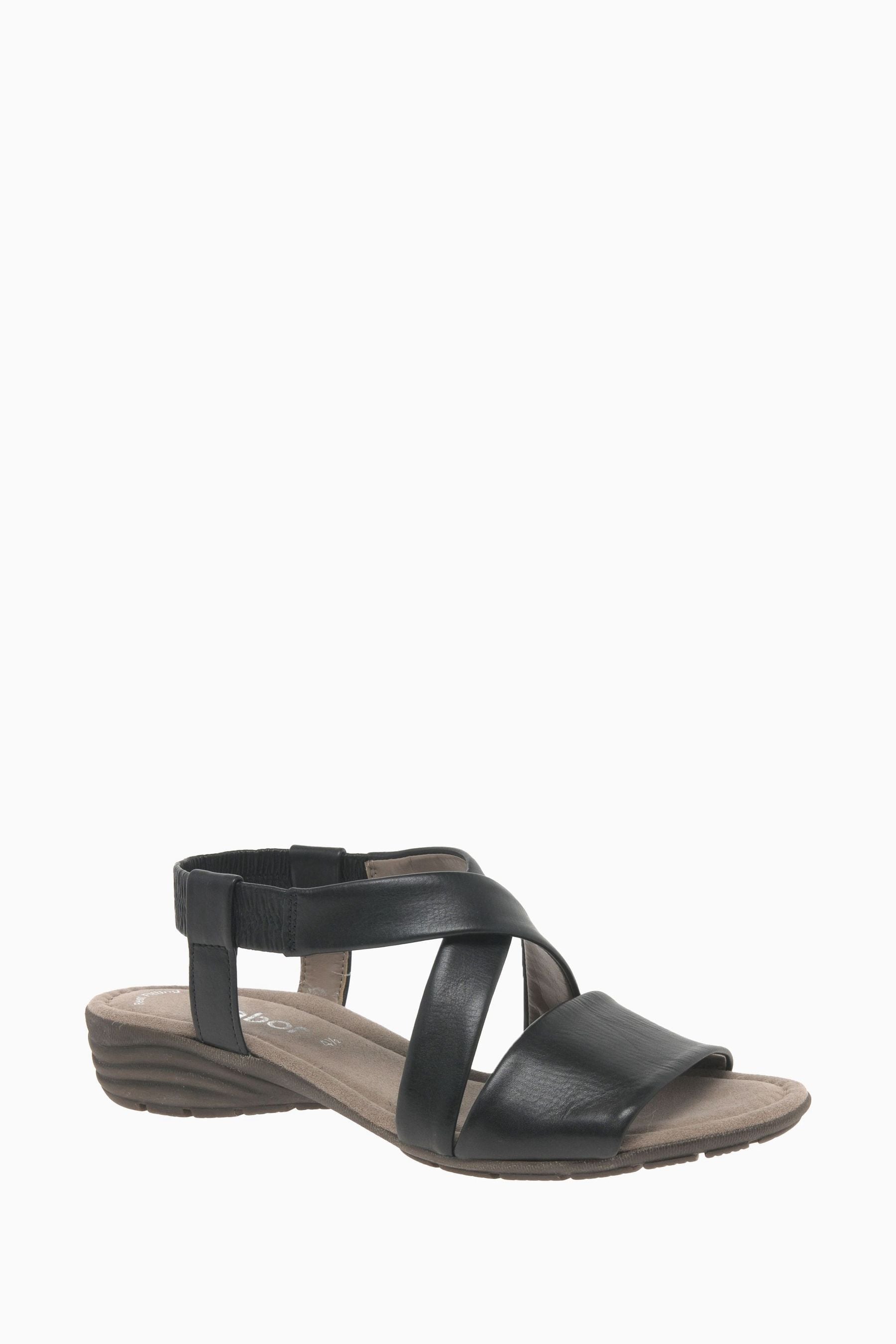 Buy Gabor Wide Fit Ensign Black Leather Strappy Sandals from the Next UK online shop