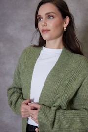 Threadbare Green Curve Cable Knit Cardigan - Image 4 of 4