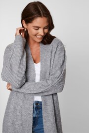 Threadbare Grey Curve Cable Knit Cardigan - Image 4 of 5