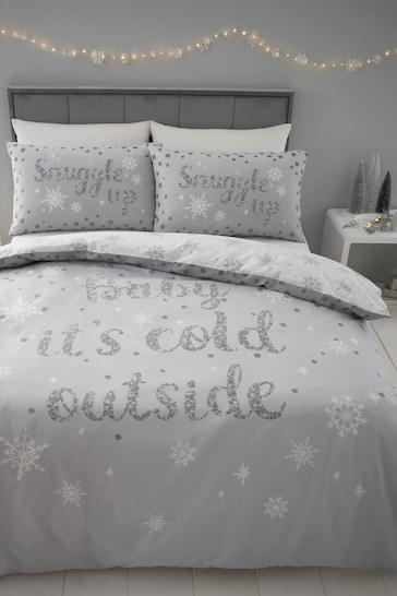 Catherine Lansfield Grey Baby It's Cold Outside Christmas Duvet Cover Set
