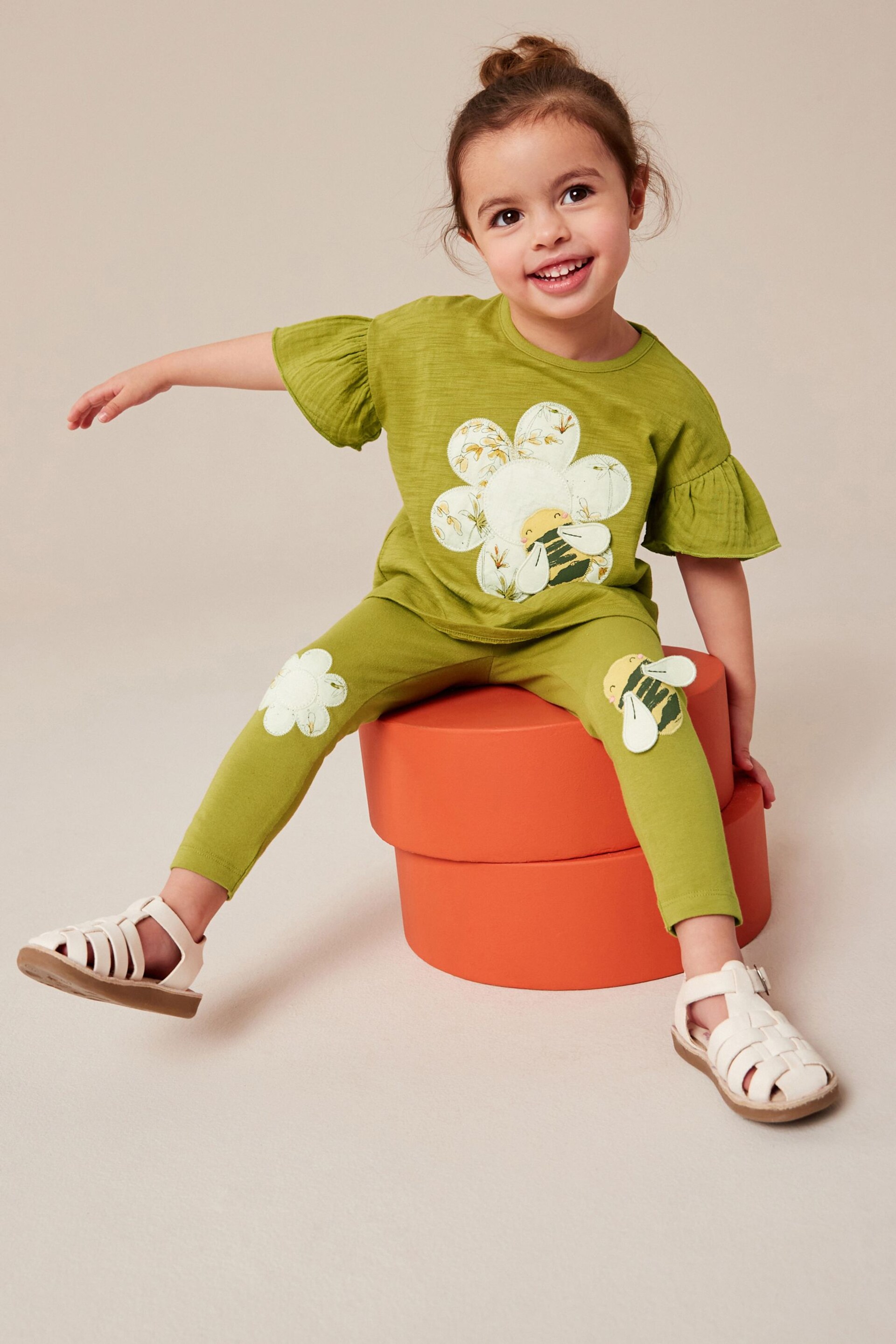 Green Bee Embellished Leggings (3mths-7yrs) - Image 2 of 8