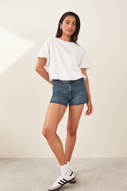 Inky Blue Super Soft Raw Hem Denim Shorts - Image 2 of 6