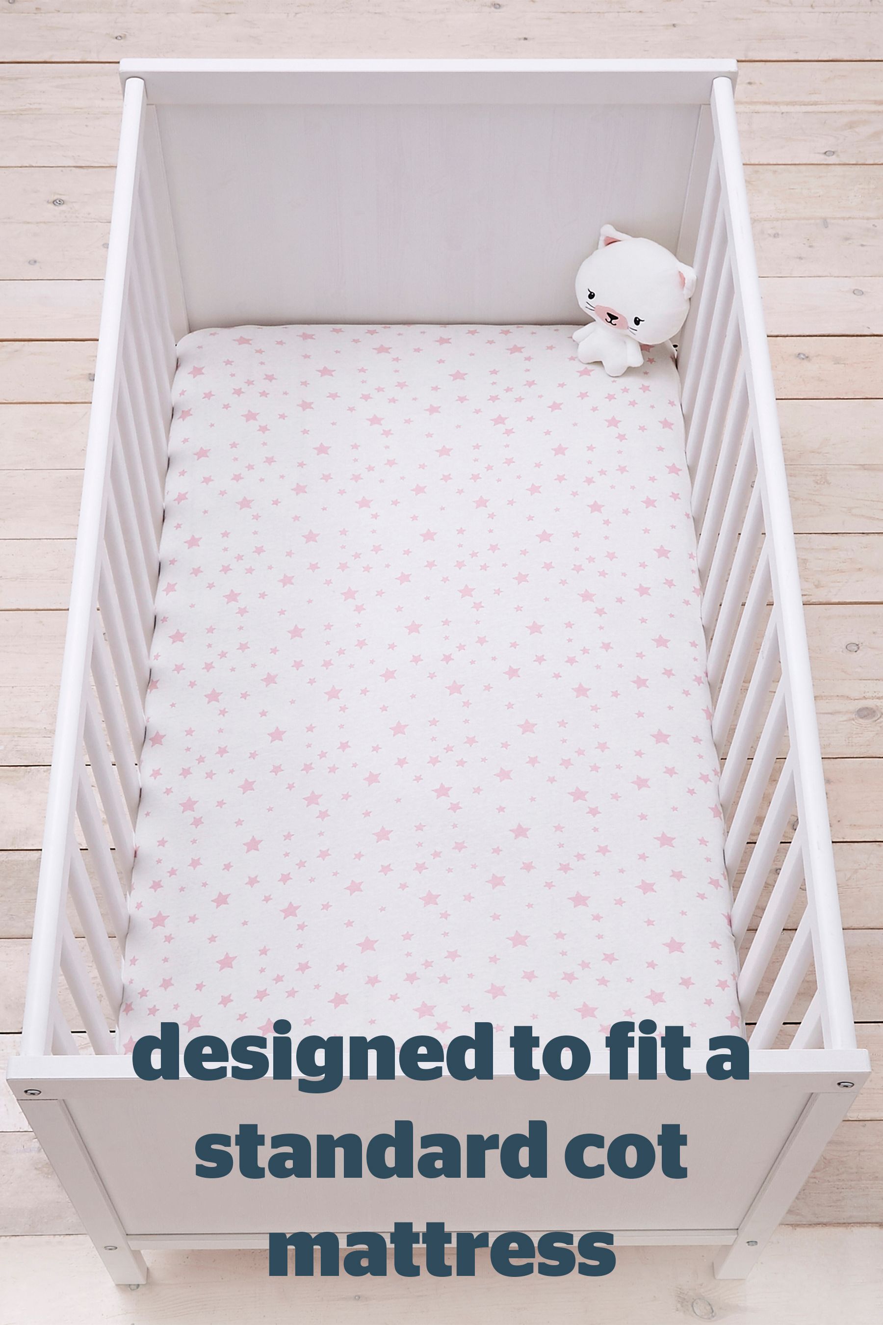 Silentnight 2 Pack Pink Stars Safe Nights Cot Bed 100 Cotton Fitted Sheets