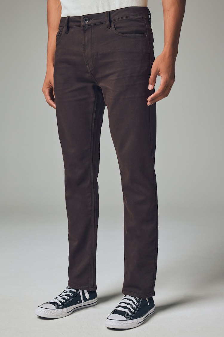 Dark Brown Slim Fit Comfort Stretch Jeans - Image 1 of 12