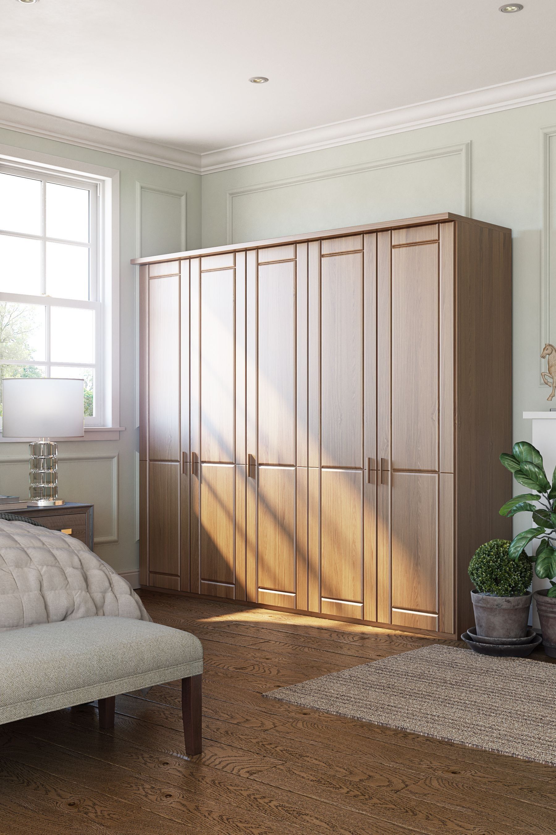 Wiemann Oak Elmsmore 2.5M Wood Hinged 5 Door Semi fitted Wardrobe