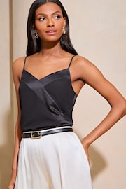 Lipsy Black Satin Panel Cami Vest - Image 1 of 4