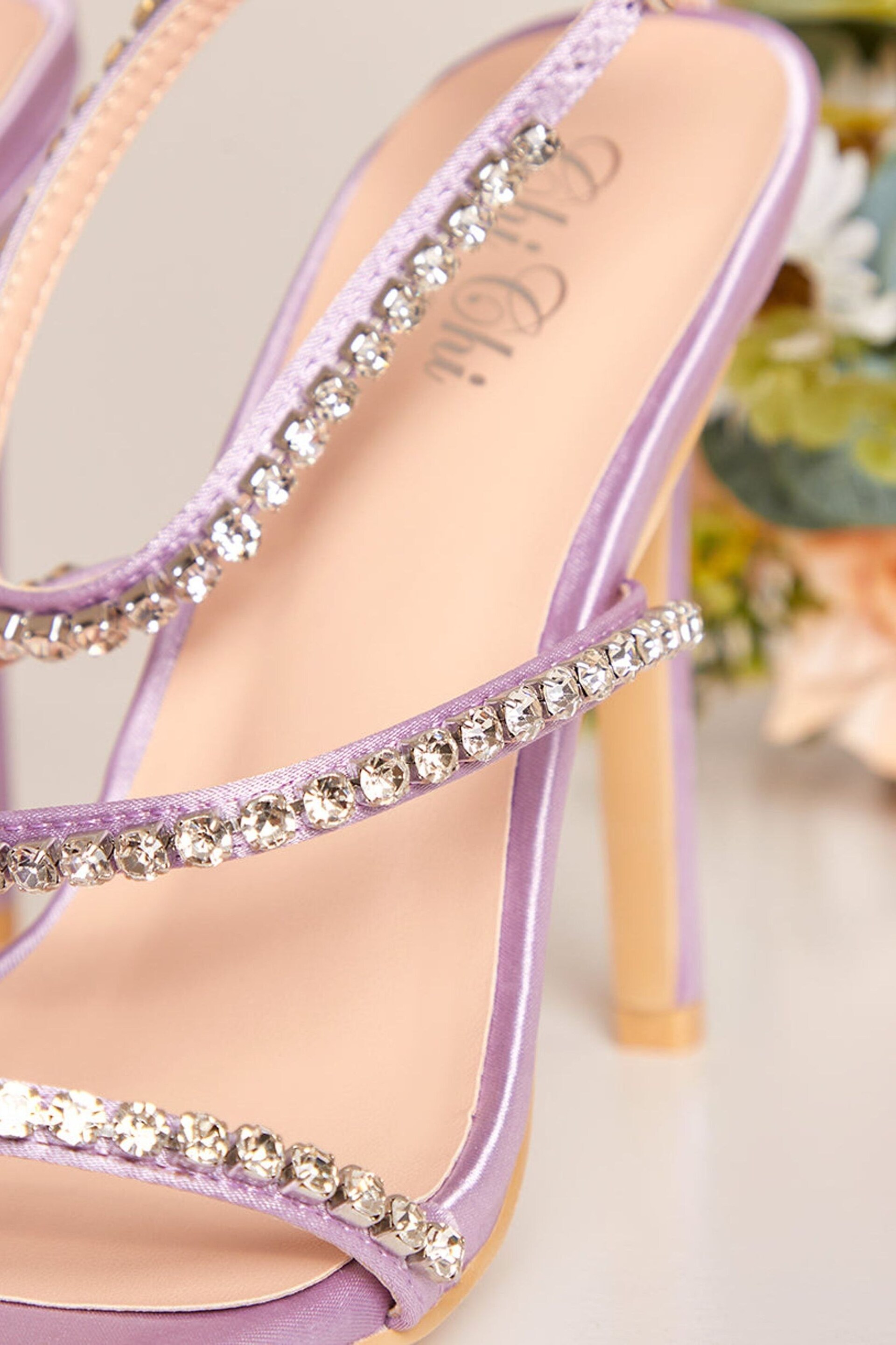 Chi Chi London Purple Diamante High Heel Strap Sandals - Image 5 of 5