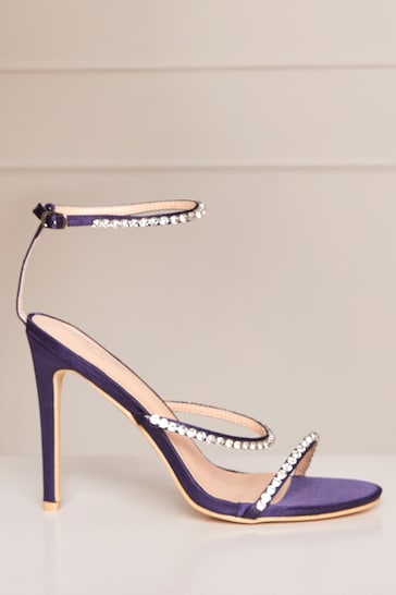 Chi Chi London Purple Diamante High Heel Strap Sandals