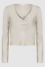 Reiss Silver Avril Metallic Cowl Neck Top - Image 2 of 5