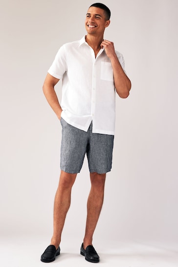 Navy Linen Luxe Shorts