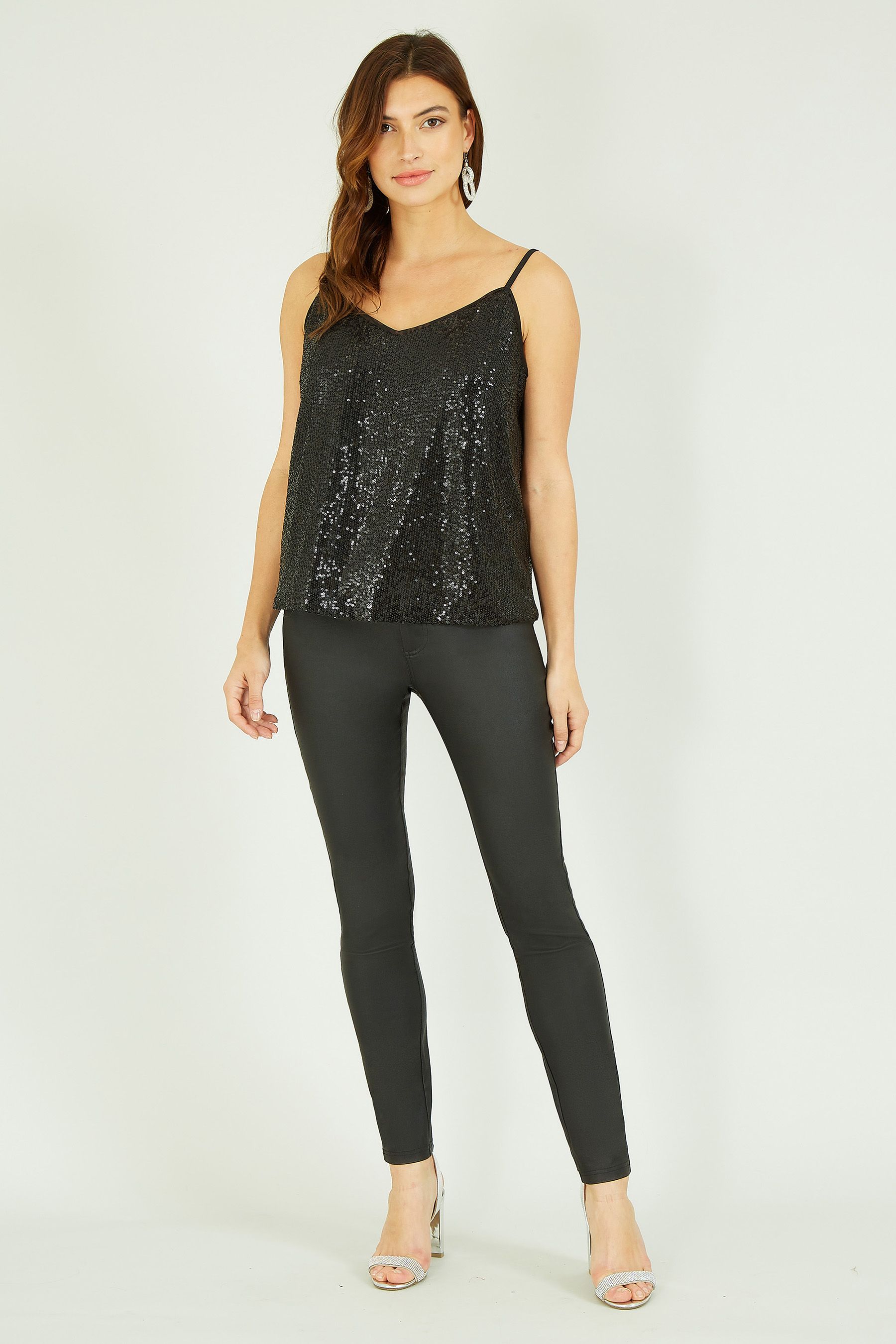 Black sequin vest top store