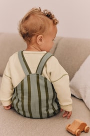 Зелена смуга - Baby Woven Dungaree and Sweatshirt Set (0mths-2yrs) - Image 3 of 14