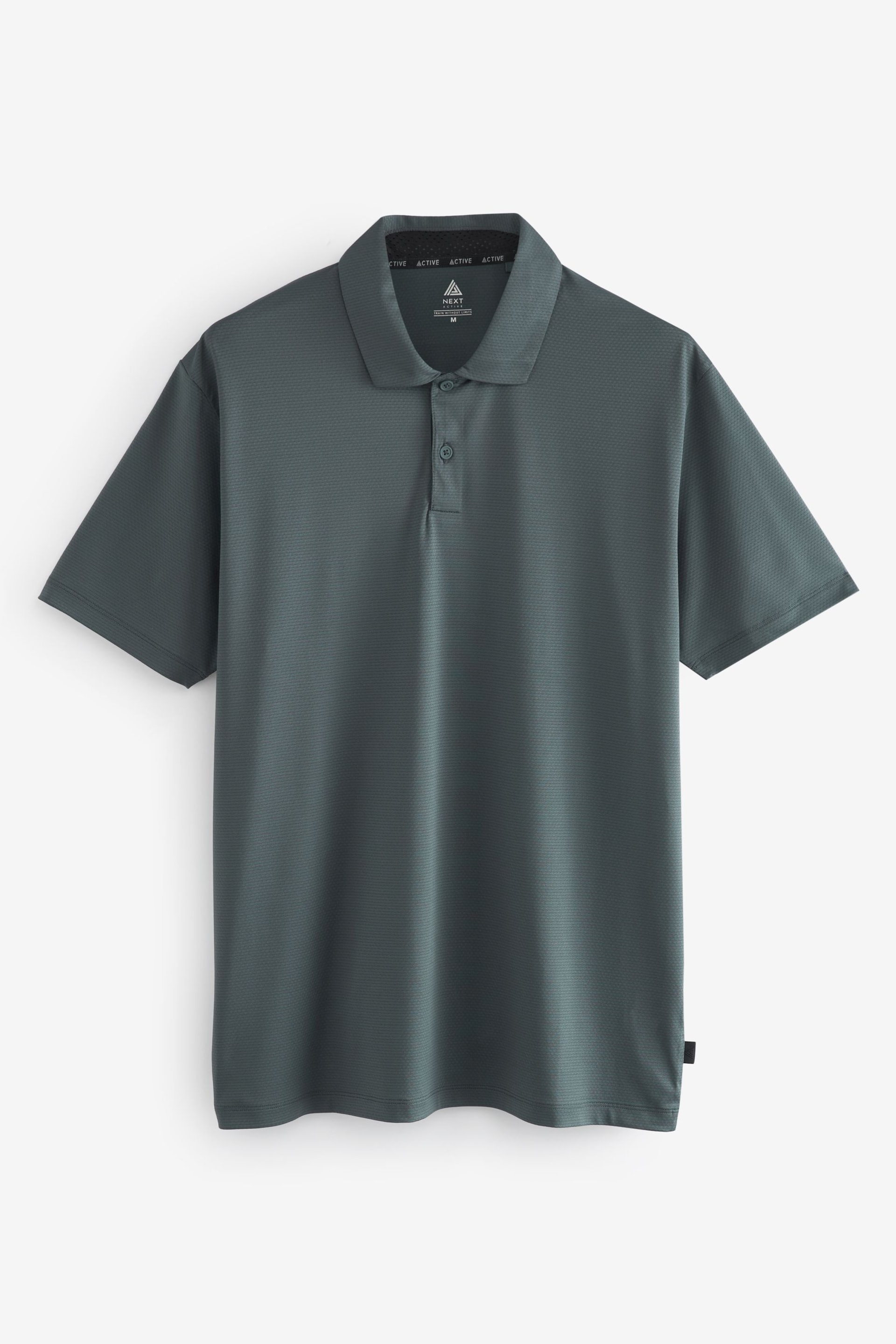 Slate Grey Textured Golf Polo Shirt - Image 6 of 8