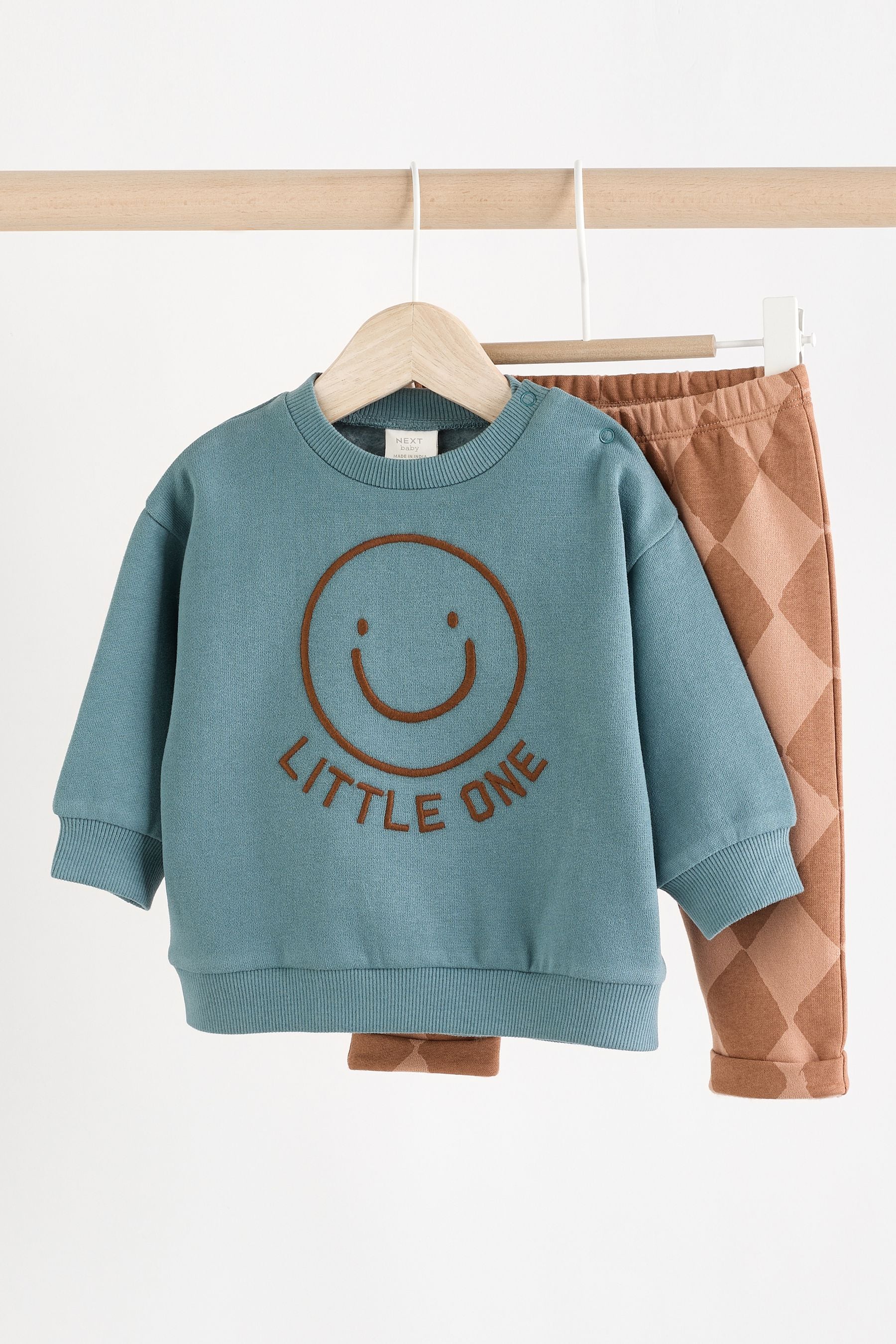 Teal Blue Face Baby Sweatshirt and Joggers Set