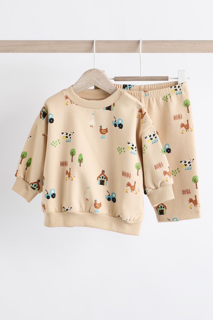 Neutral Farm Baby Sweatshirt And Leggings 2 Piece Set - Image 1 of 11