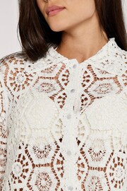 Apricot White Crochet Geo 3/4 Sleeve Shirt - Image 3 of 4