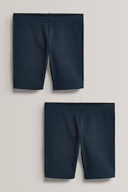 Navy Blue Regular Length 2 Pack Cotton Rich Stretch Cycle Shorts (3-16yrs) - Image 1 of 5