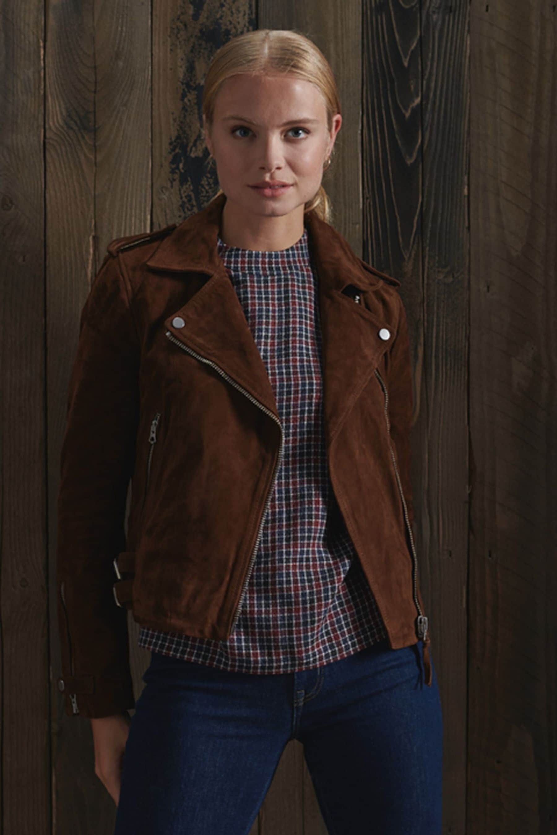 Buy Superdry Brown Classic Suede Biker Jacket from Next Luxembourg