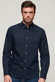 Superdry Ink Blue Organic Cotton Studios Linen Button Down Shirt - Image 1 of 9