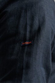 Superdry Ink Blue Organic Cotton Studios Linen Button Down Shirt - Image 7 of 9