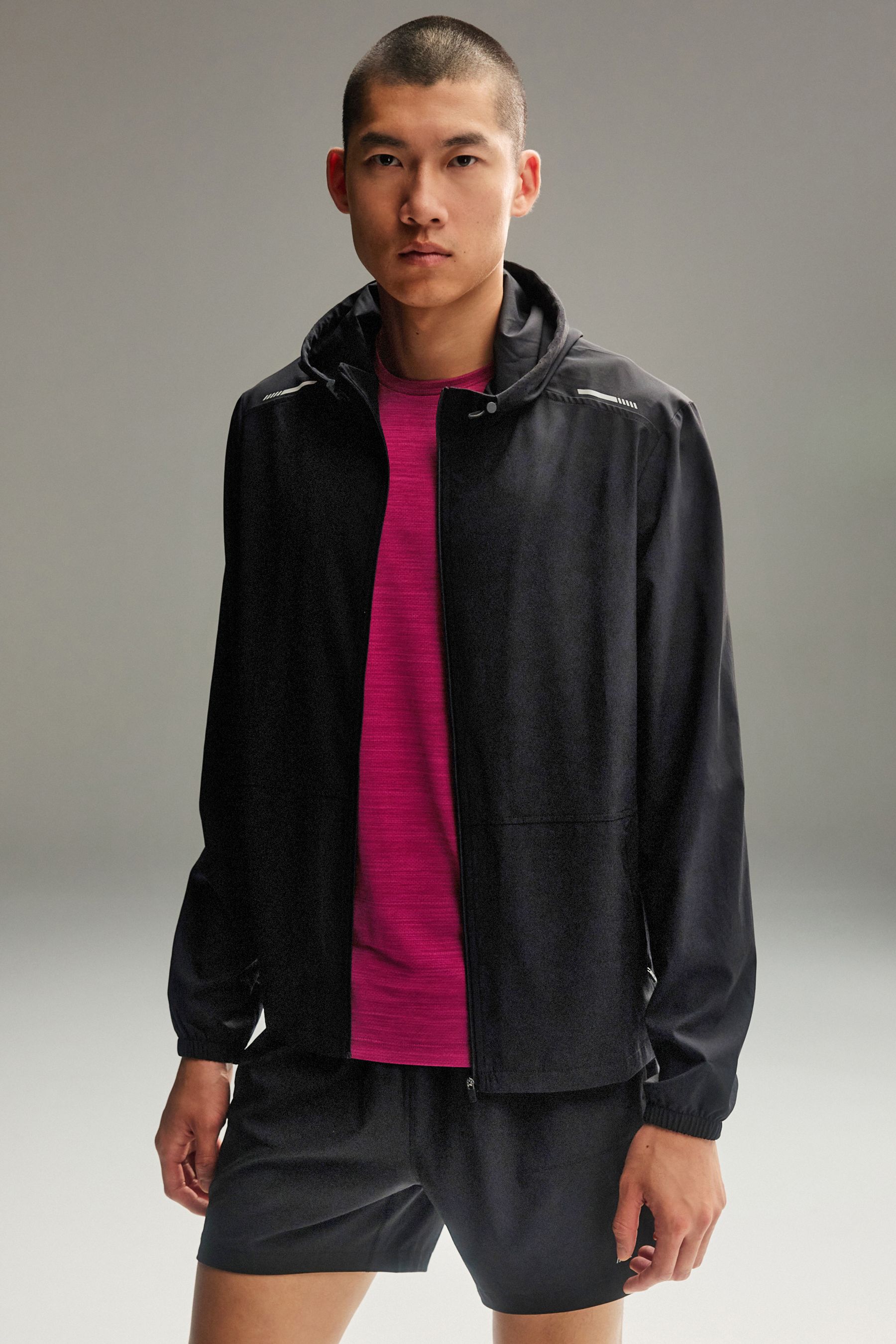 Black Hoodie Active Gym Zip Up Jacket