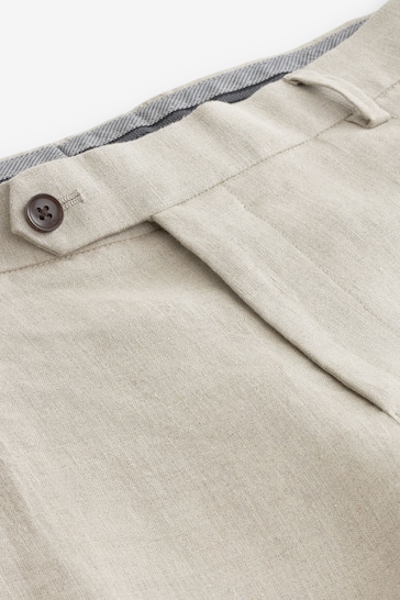 Neutral Slim Fit Signature Leomaster Linen Suit: Trousers