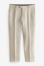 Neutral Slim Fit Signature Leomaster Linen Suit: Trousers - Image 6 of 10