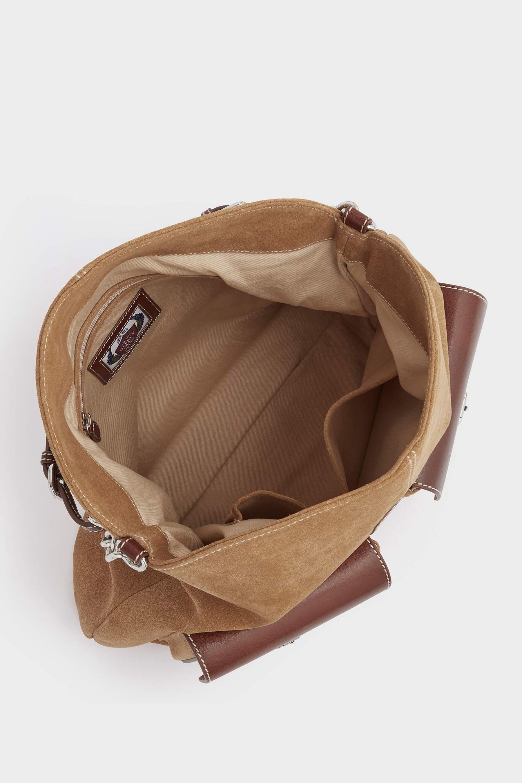 Buy OSPREY LONDON The Vagabond Italian Suede Brown Bag from the