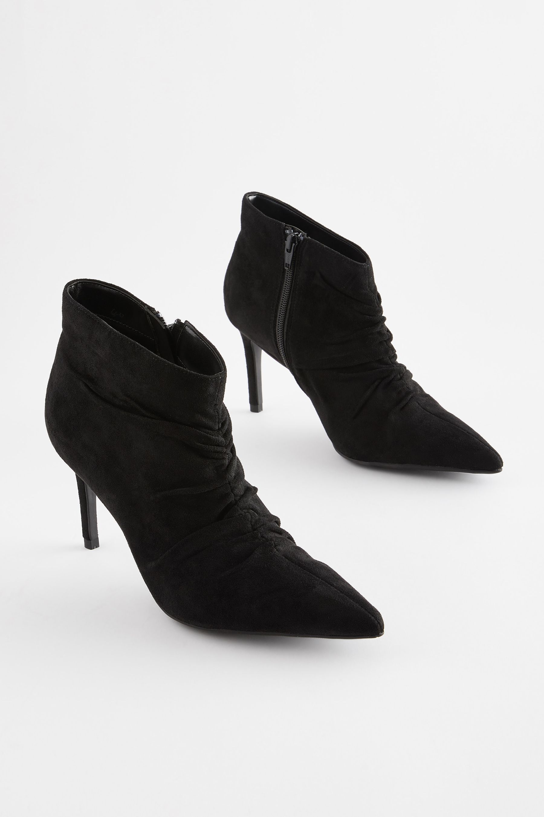 Buy Black Forever Comfort Point Toe Ruched Ankle Boots from Next Oman