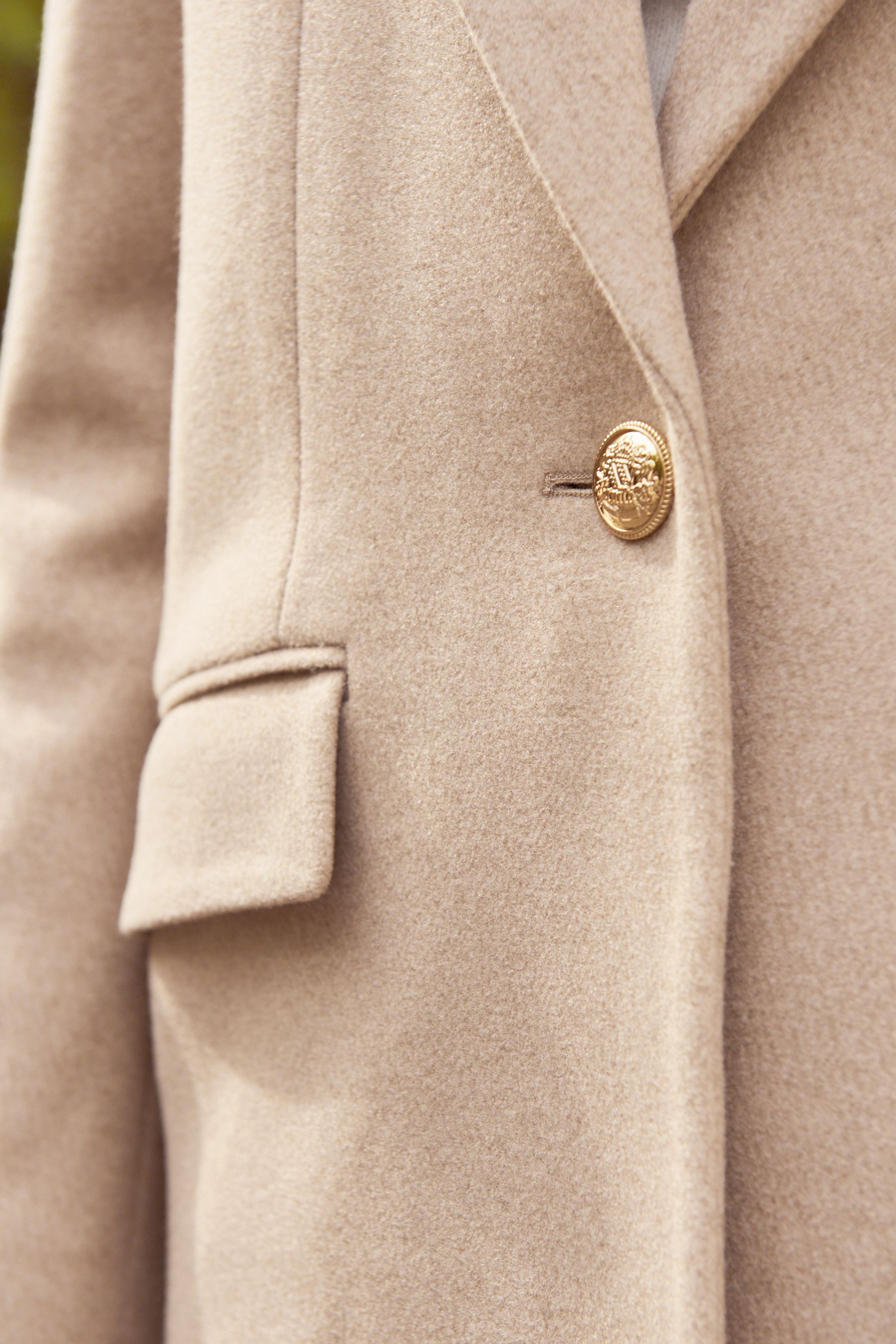 Buy Oatmeal Revere Collar Coat from Next Luxembourg