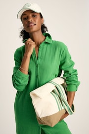 Joules Erica Green Button Through Cotton Shirt Dress - Image 5 of 8