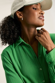 Joules Erica Green Button Through Cotton Shirt Dress - Image 6 of 8