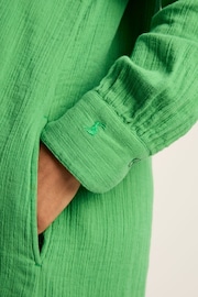 Joules Erica Green Button Through Cotton Shirt Dress - Image 7 of 8