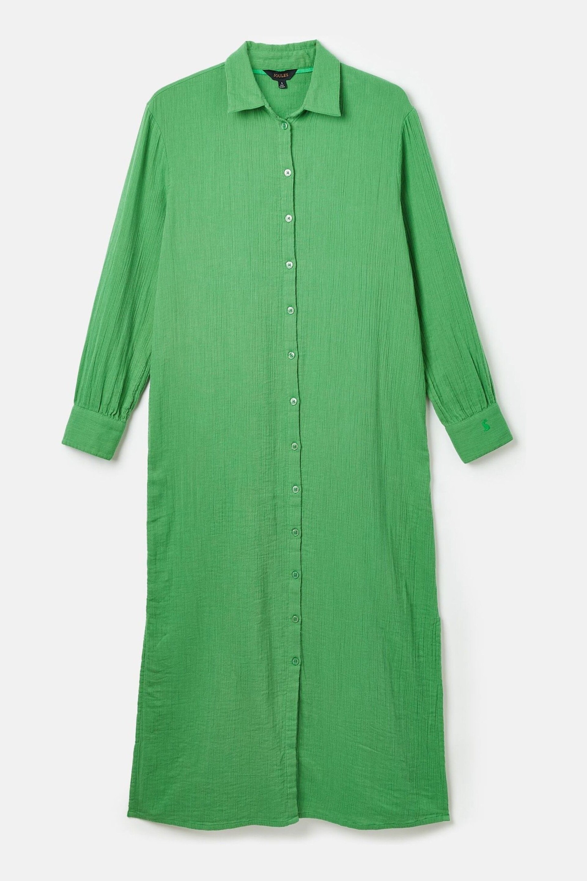 Joules Erica Green Button Through Cotton Shirt Dress - Image 8 of 8