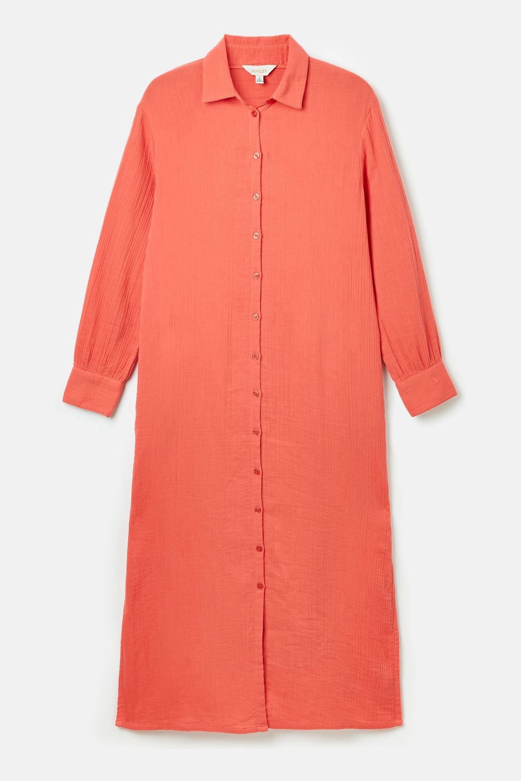 Joules Erica Coral Pink Button Through Cotton Shirt Dress