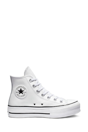 Converse White Platform Lift Chuck Taylor Leather High Trainers