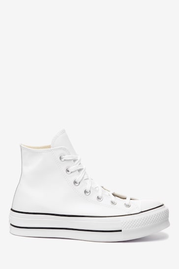 Converse White Platform Lift Chuck Taylor Leather High Trainers