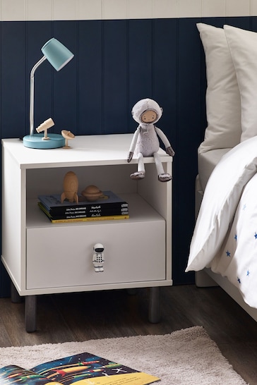 White Spaceman Kids Bedside Table