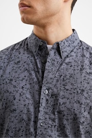 French Connection Grey Geo Floral Short Sleeve Shirt - Image 3 of 4